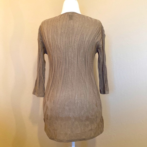 Chicos Travelers Collection Gold Pewter Tunic - Size 1 (12/14 in regular size) - Picture 3 of 9